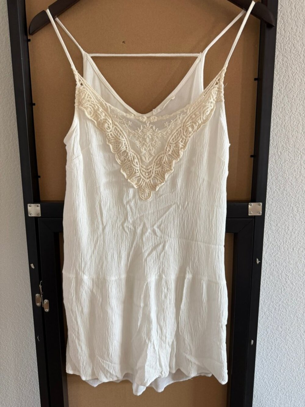 Lush White Crinkle Crochet Lace Romper